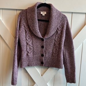 Ann Taylor Loft M Gorgeous Purple & Grey Cable Knit Cowl Sweater Lol at Detail!!